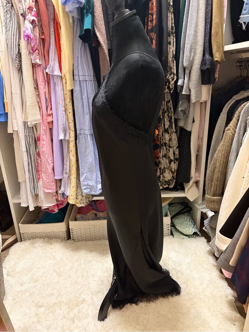 ZARA NEW WOMAN HALTER ASYMMETRIC ZW COLL. SATIN LACE DRESS BLACK 5919/201/800 - Picture 16 of 16
